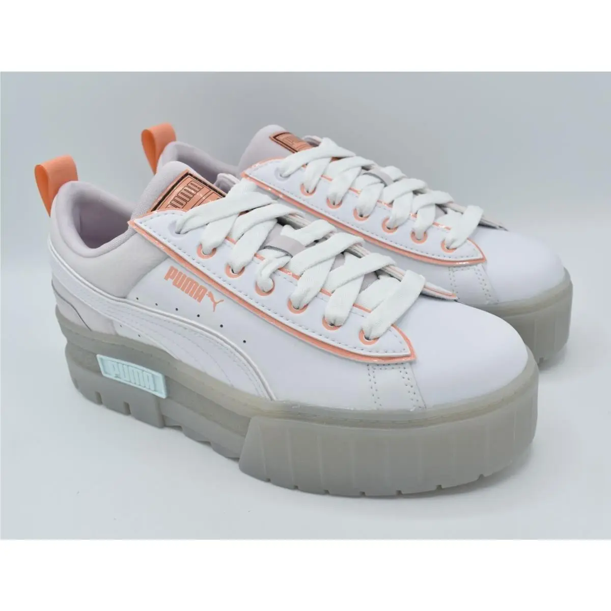 Puma Women Size 10 Mayze White Peach Pink Summer Camp Platform Fashion Sneakers