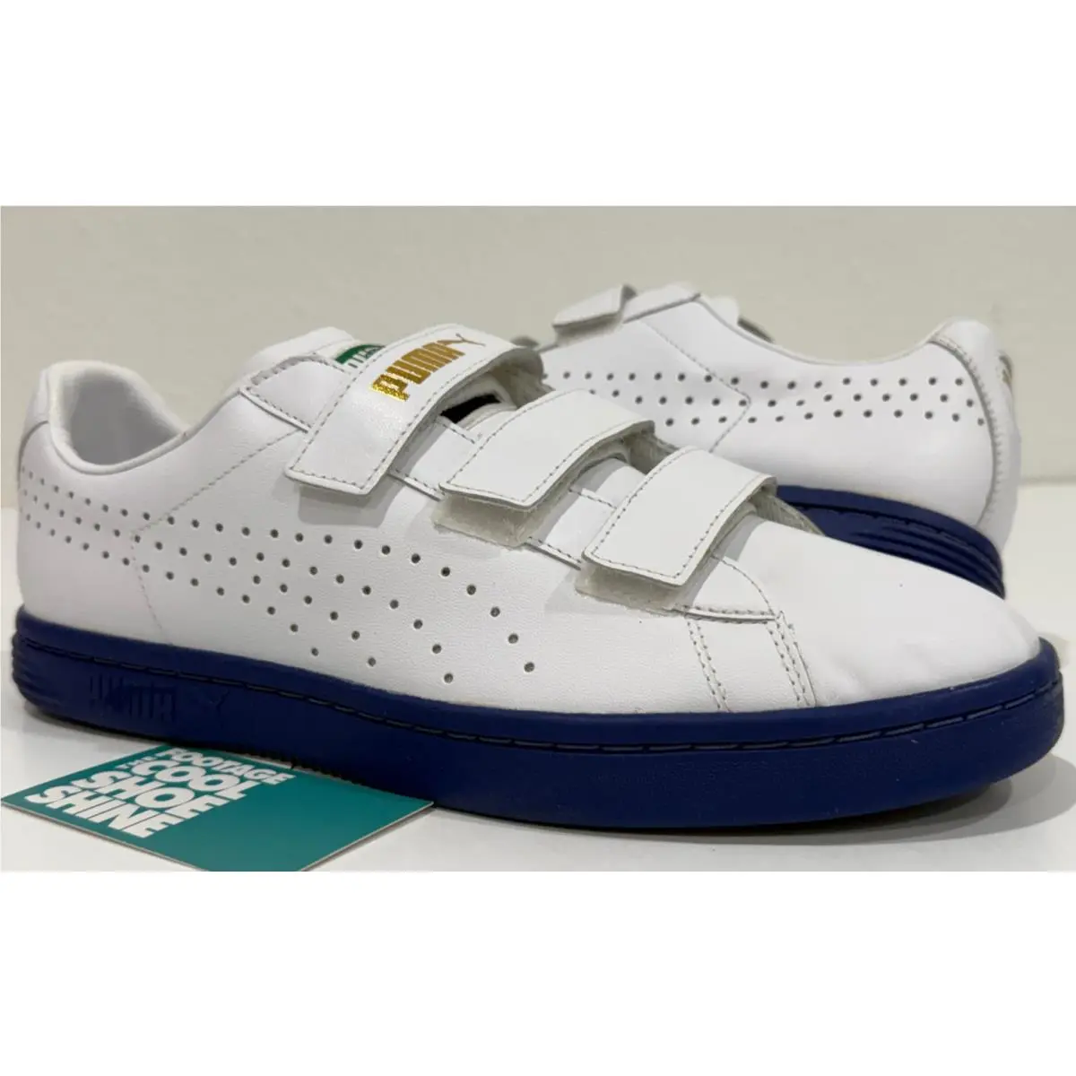Puma Court Star 3 Straps GV Special White Medium Blue Denim Royal 357723-06 10.5