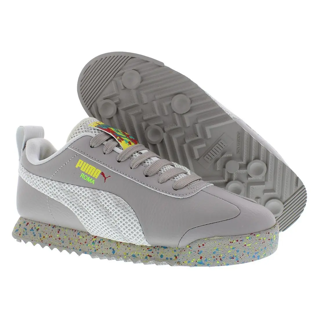 Puma Roma Charcoal Paint GS Boys Shoes Size 5 Color: Ash/feather Gray