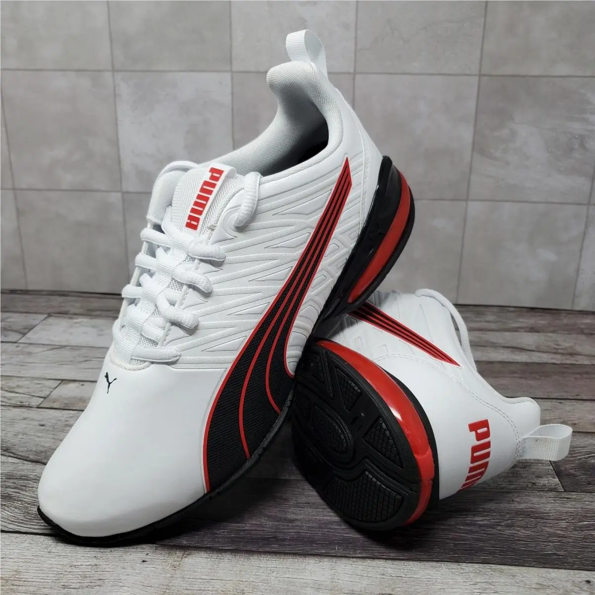 Puma Voltaic Evo Fast SL Low Top Lace-up Men`s Size 10 White/black/red 310937-02 - White
