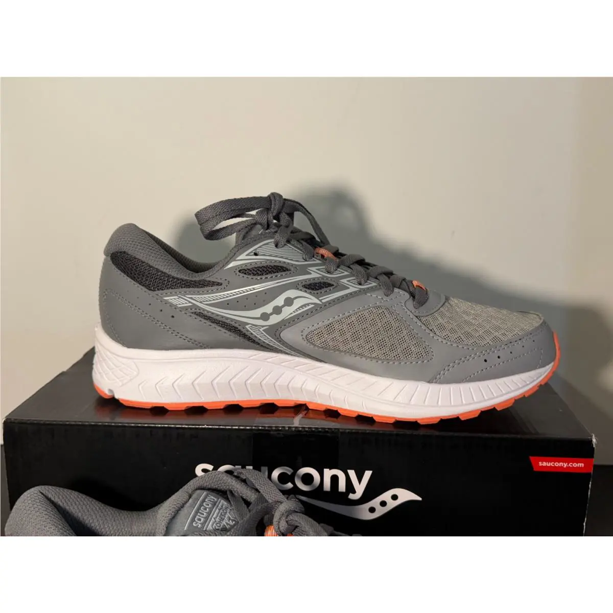 Saucony shoes - Saucony Cohesion 13 - Cohesion - Grey, Coral, Black, White 1