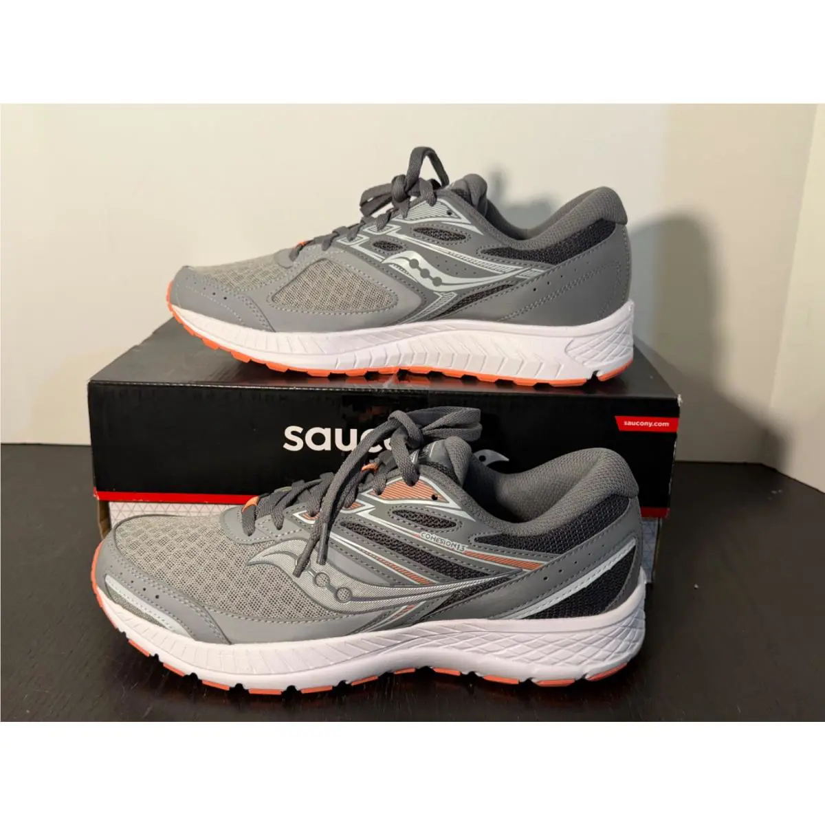 Saucony shoes - Saucony Cohesion 13 - Cohesion - Grey, Coral, Black, White 3