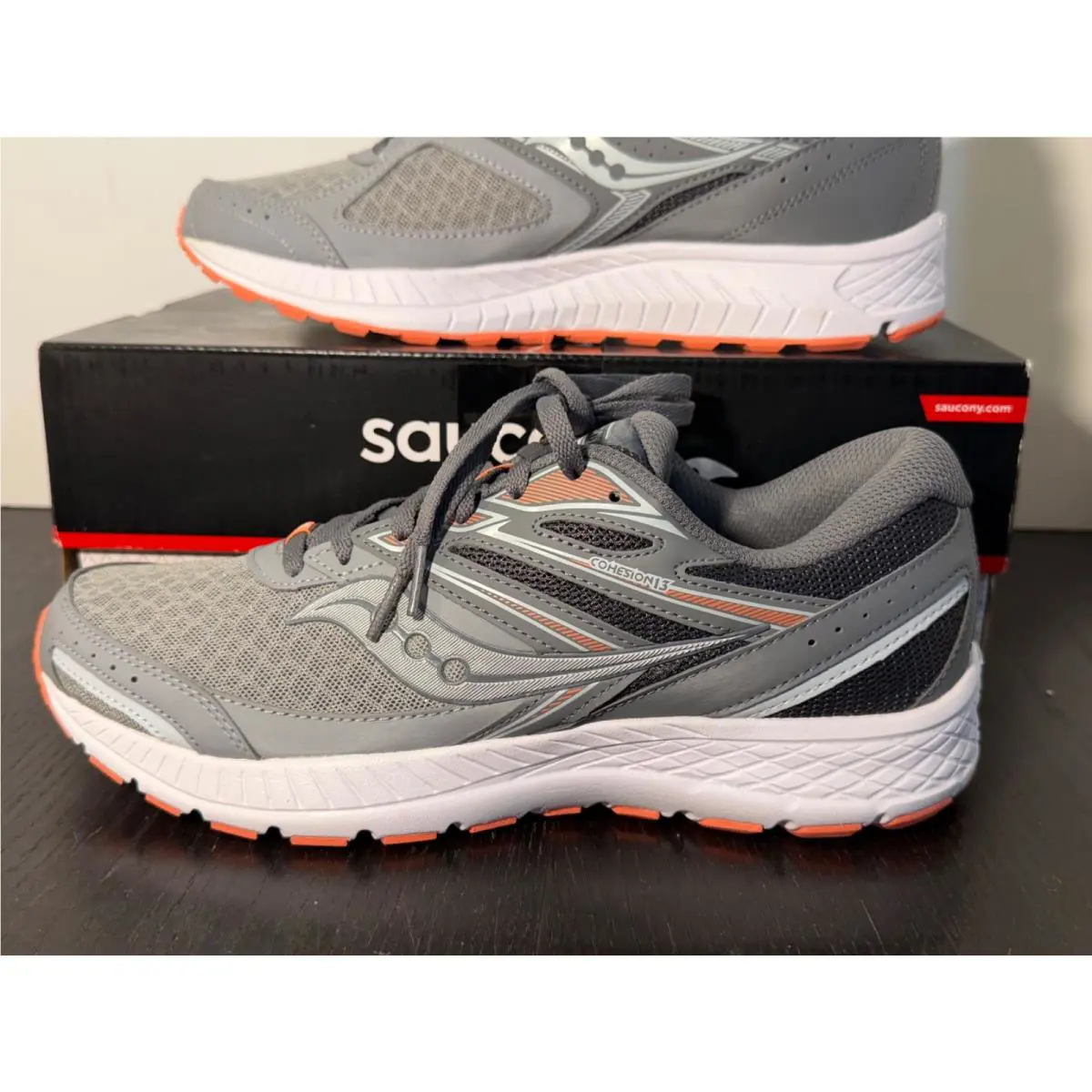 Saucony shoes - Saucony Cohesion 13 - Cohesion - Grey, Coral, Black, White 4
