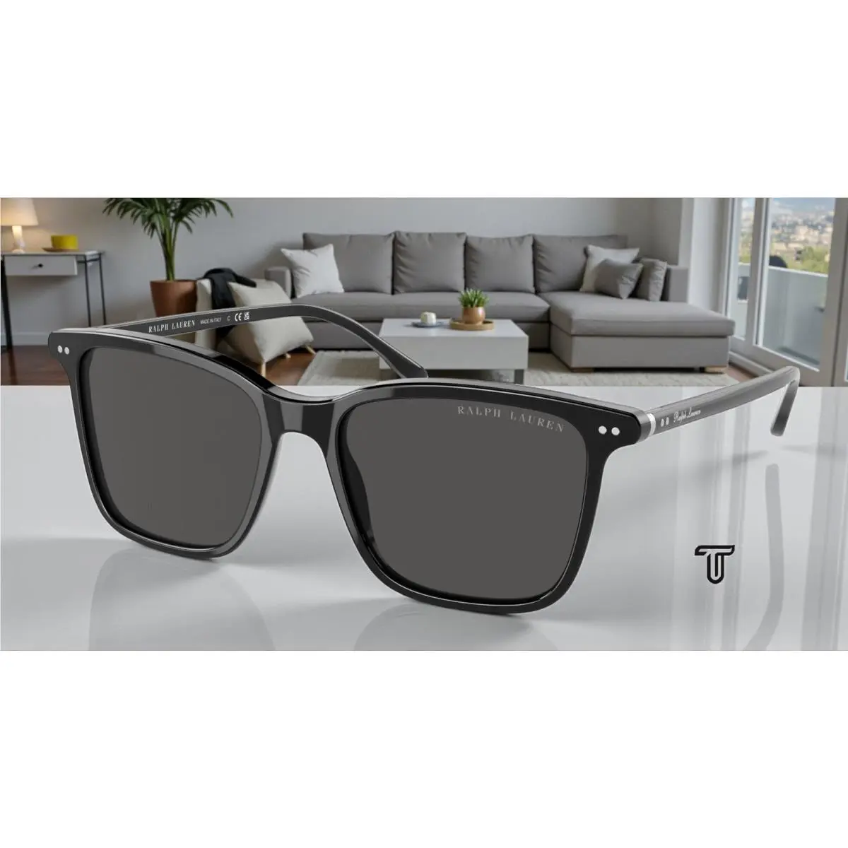 Ralph Lauren RL8199 500187 Shiny Black Dark Grey 53 mm Men`s Sunglasses