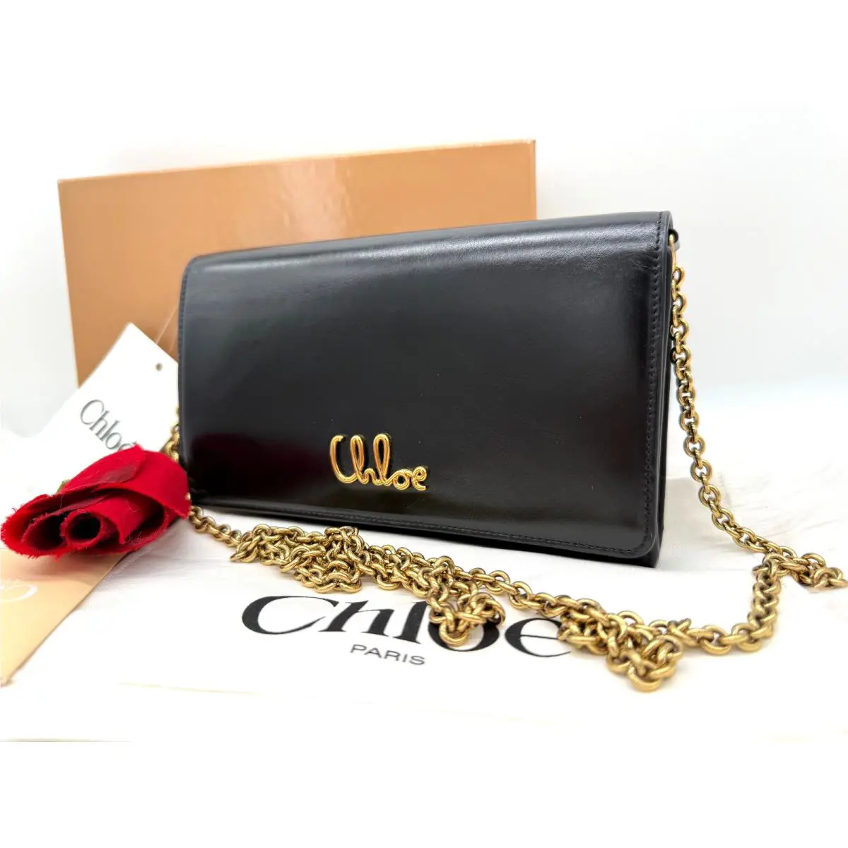 Chloé Chole Iconic Logo Patent Leather Flap Wallet On Chain Crossbody