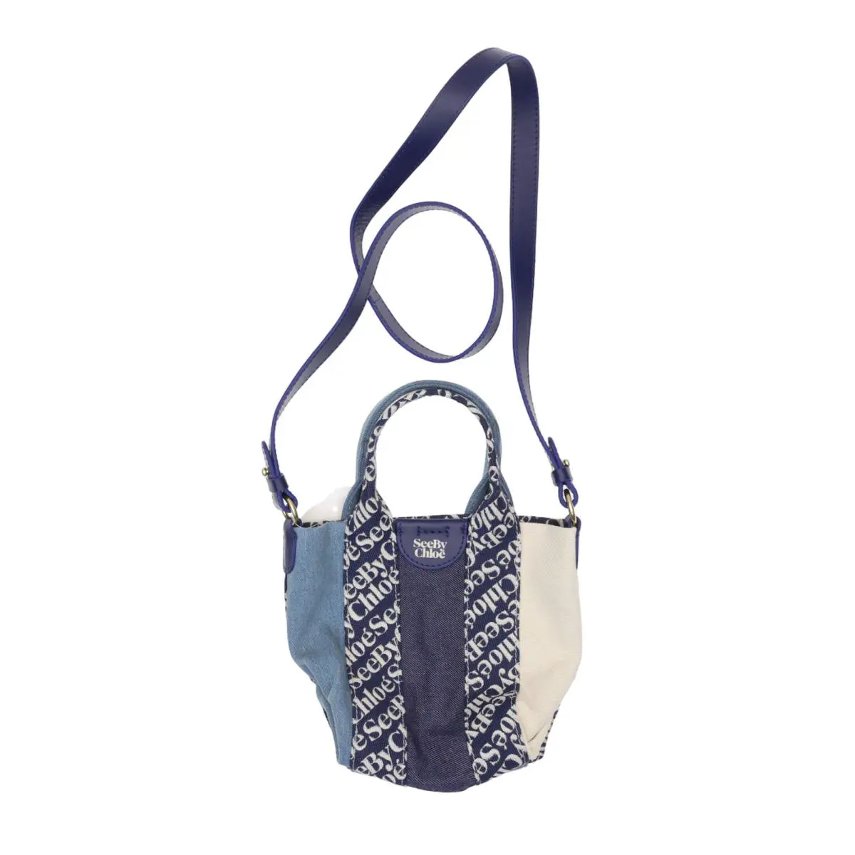 See by Chloé X4414 Womens Laetizia Crossbody Tote Bag in Royal Navy - Exterior: Royal Navy, Lining: Beige