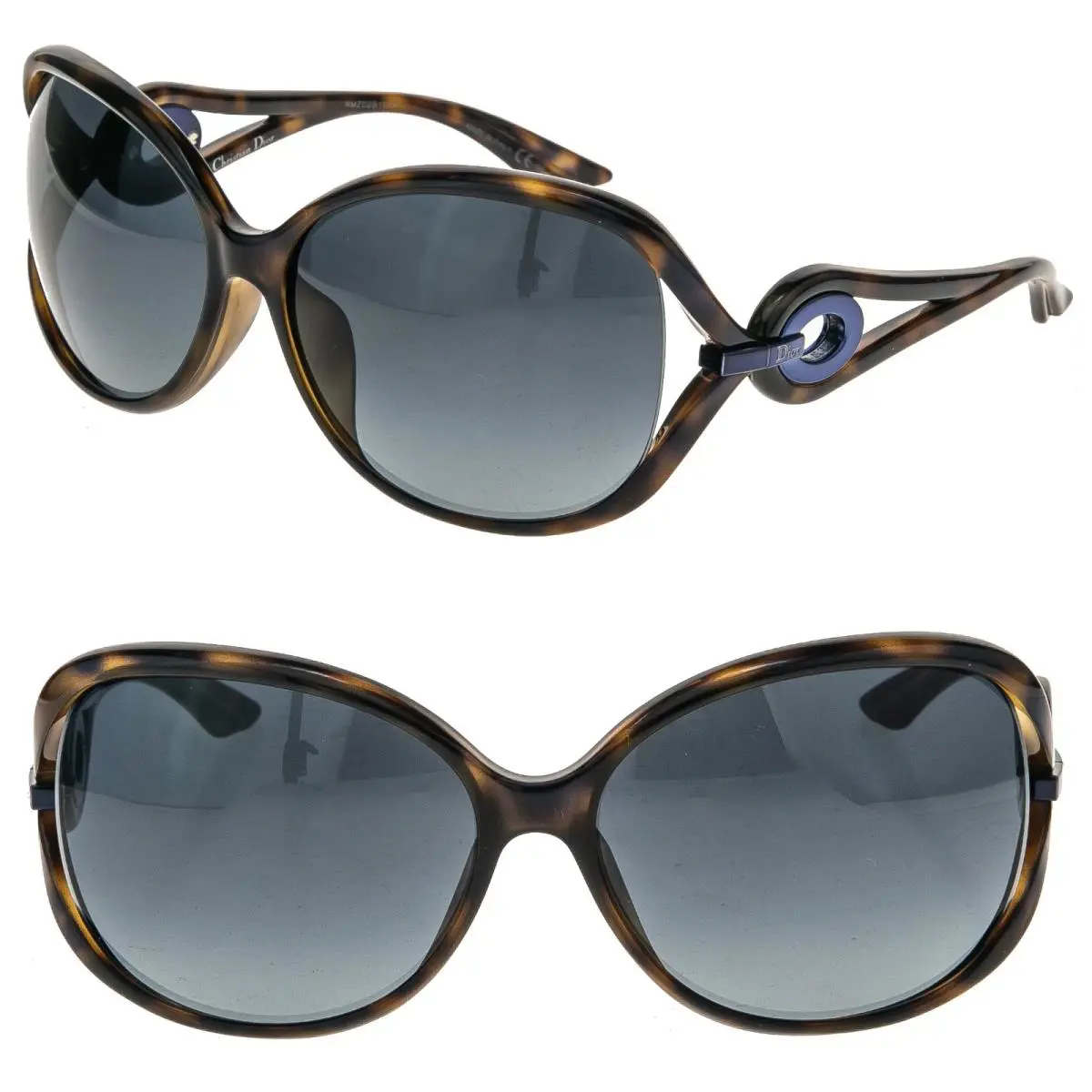 Christian  Volute 2F Brown Havana Blue Wrap Sunglasses VOLUTE2 by Dior