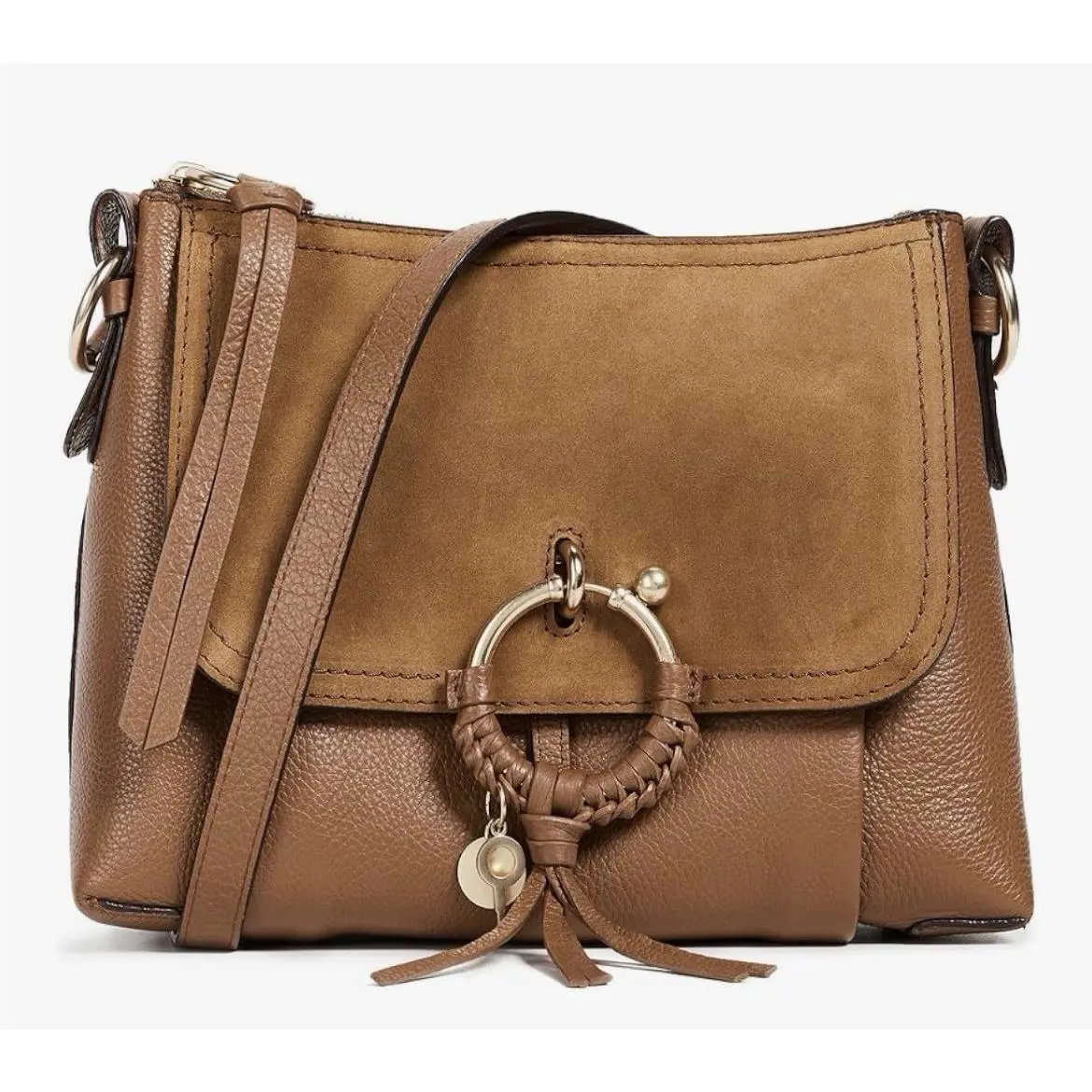 See BY Chloe Joan Caramello Suede and Leather Crossbody Shoulder Bag