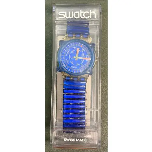 IN Box Vintage 1993 Swatch Watch Drop Model GK708 w Blue Guard