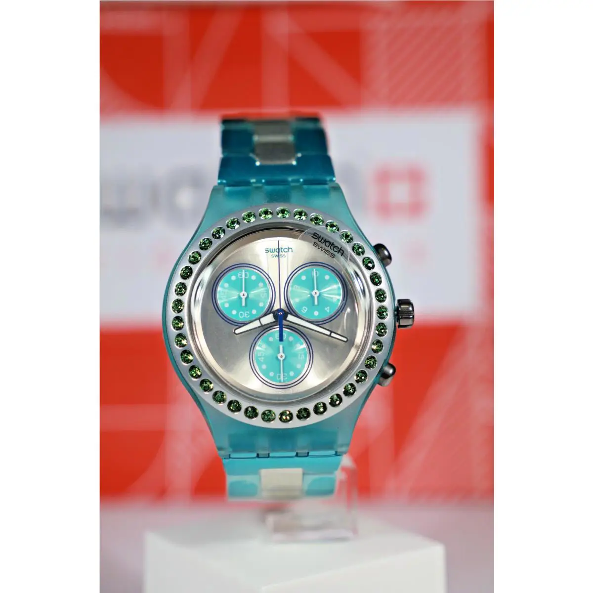 Swatch Irony Diaphane Turkisia SVCS1000AG Crystal Watch Aluminum 43MM