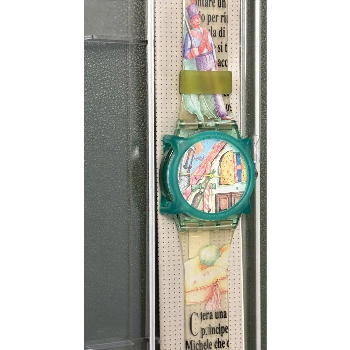 Vintage 1993 Swatch Watch Le Chat Botte Model GG123 w Teal Guard