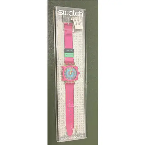 Vintage 1994 Swatch Stop Watch Le Walk Model SSK105 w Pink Guard
