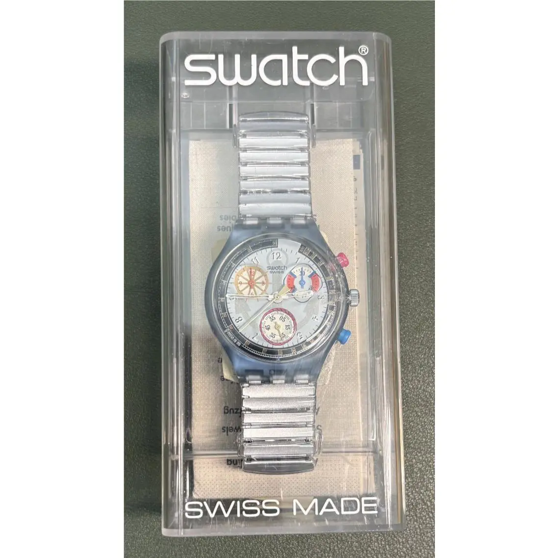 IN Box Vintage 1993 Swatch Watch Powersteel Model SCN110