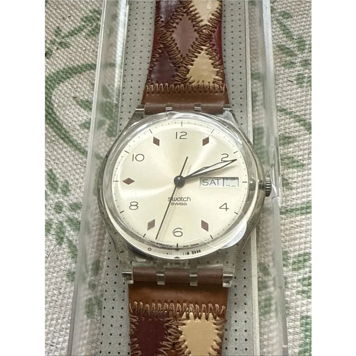 Vintage Swatch Watch Cioccolatino GE701 Leather Band 34mm 2003 Case Papers