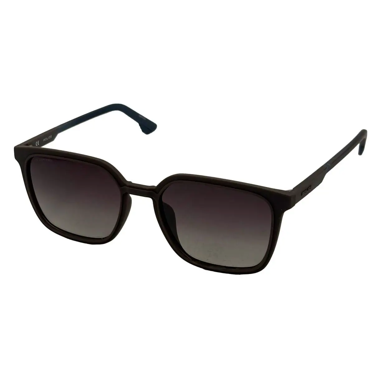 Police Mens Sunglass Rubberized Polarized Brown Soft Square Plastic SPL769. 7FAP