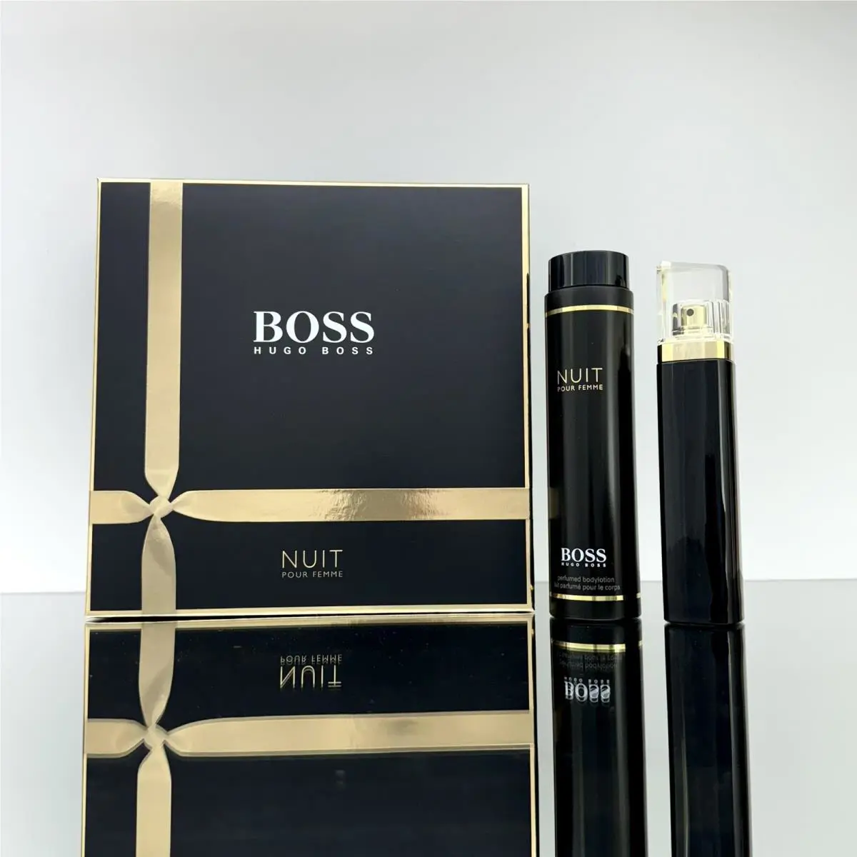 Hugo Boss Nuit Pour Femme 2pc Women Set 2.5oz Edp Spr +6.7oz Perfumed B/lotion