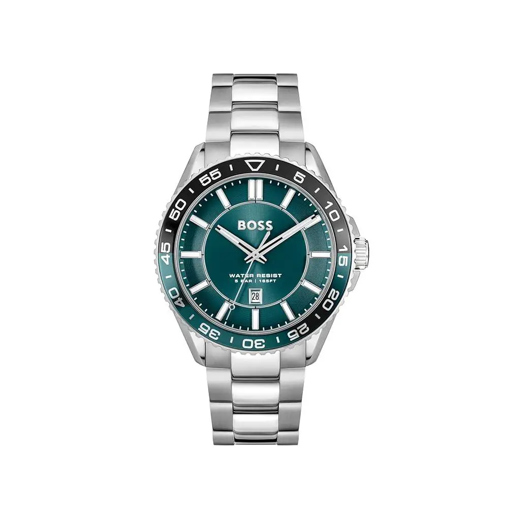 Hugo Boss Men`s Runner Green Dial Quartz 44mm Watch 1514208