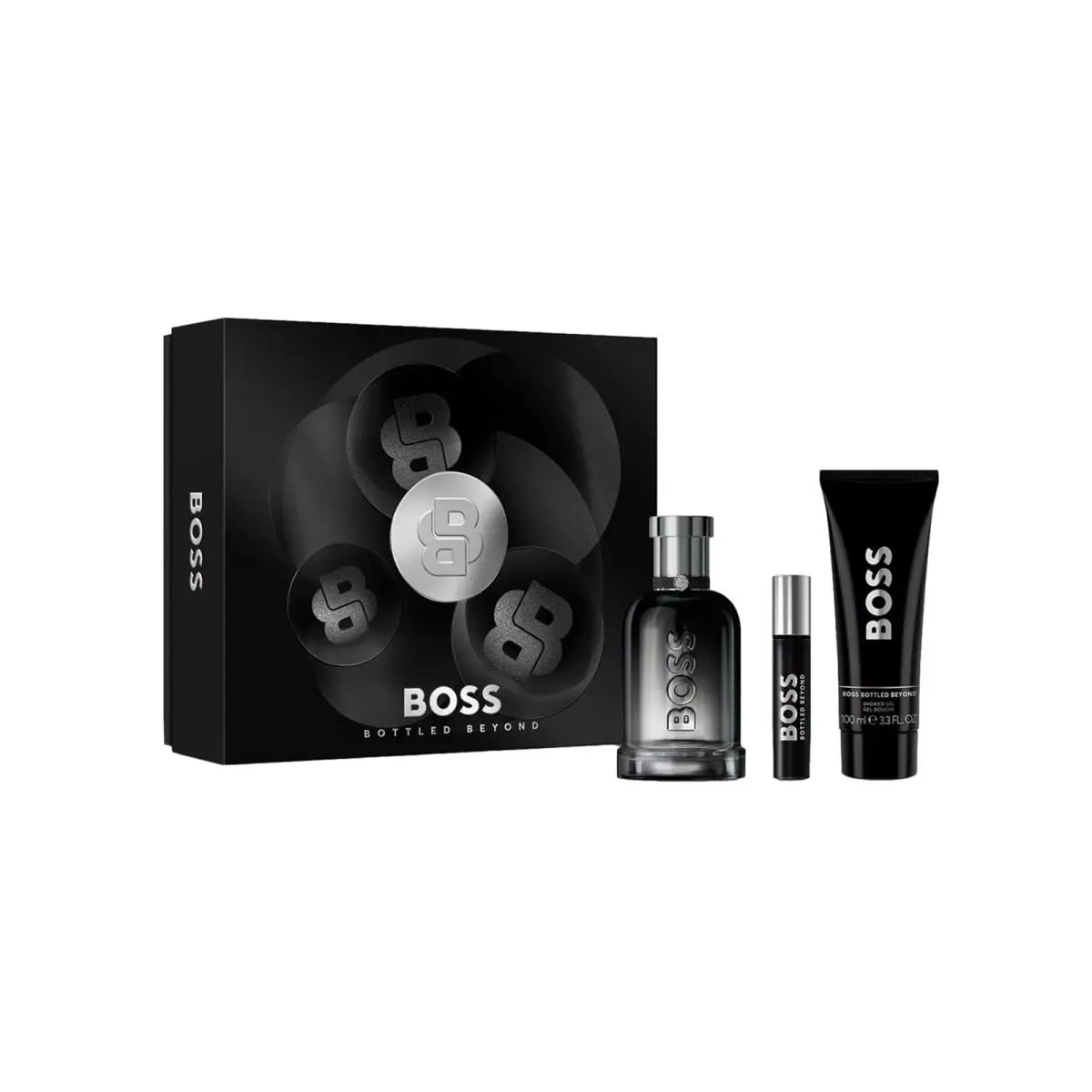 Hugo Boss Bottled Beyond 3.3 oz Edp+ 3.3 Gel+ .33 Travel Spray Mens Gift Set