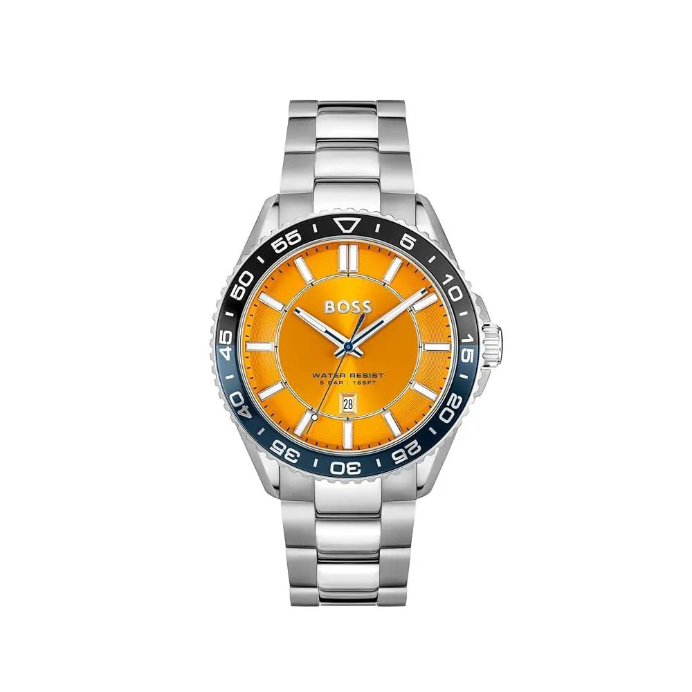 Hugo Boss Men`s Runner Orange Dial Quartz 44mm Watch 1514206