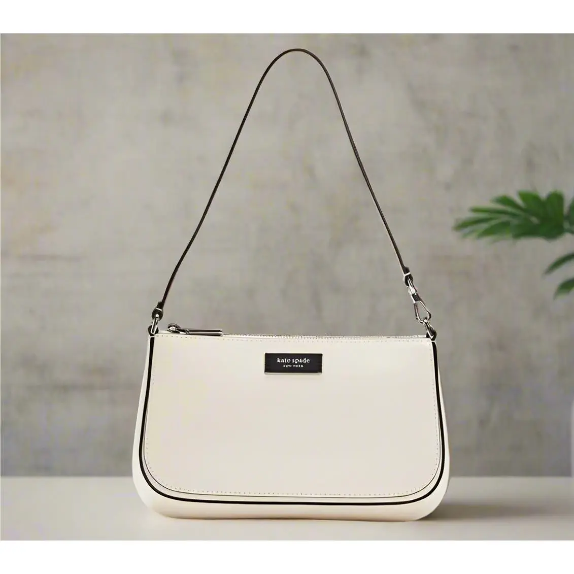 Kate Spade Sam Icon Mini Pochette White Leather Shoulder Bag 90s CT279