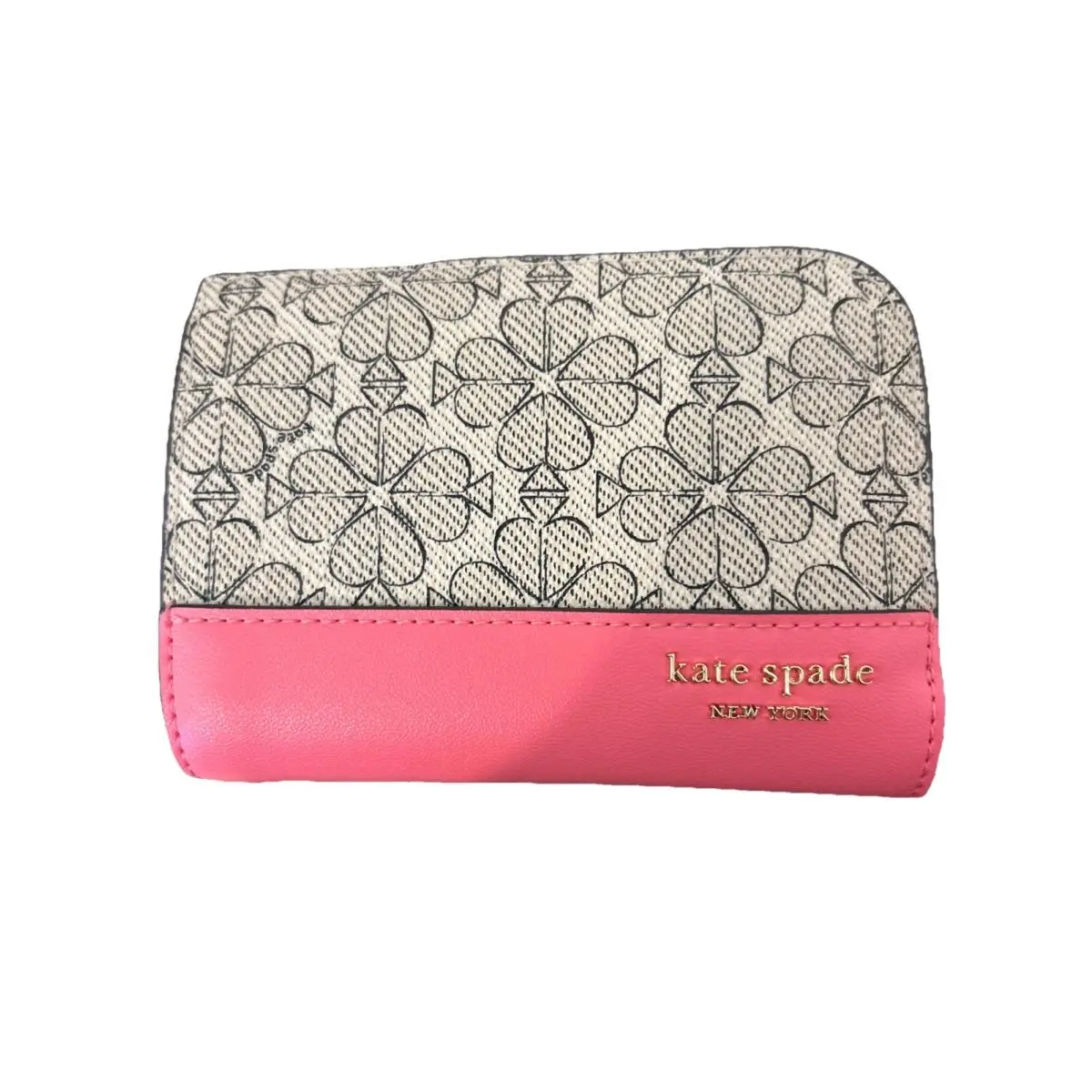 Pink Floral Wallet Small Compact Coated Canvas Zip Snap Closure Nip by Kate Spade