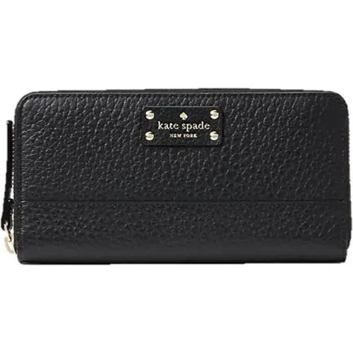 New Kate Spade New York Bay Street Lacey Leather Wallet Black WLRU2749