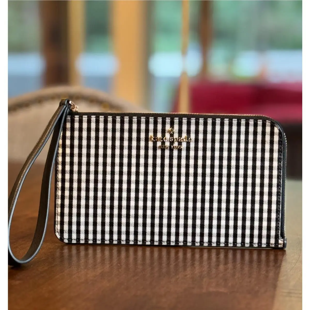 Kate Spade Medium L-zip Lucy Wristlet Clutch Wallet - Jazzy Gingham Print