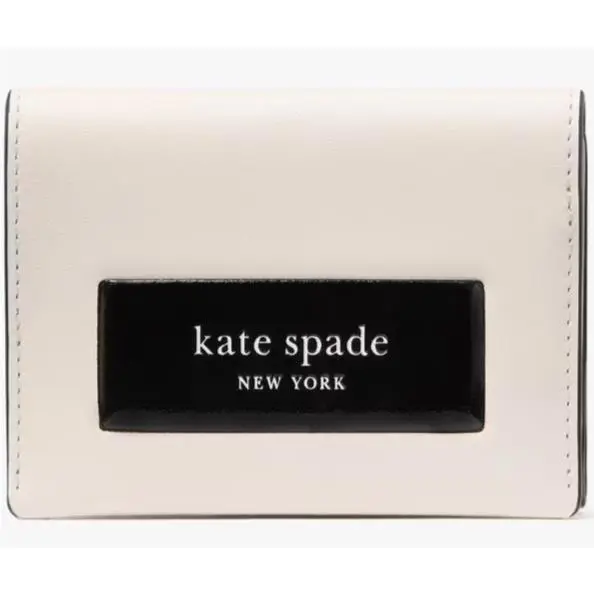 Kate Spade Label Card Case Trifold Ivory Leather Wallet KI724 Retail