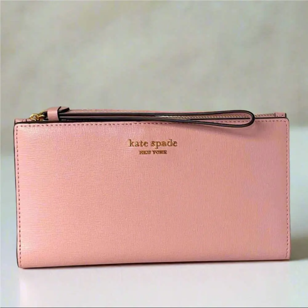 Kate Spade Morgan Pink Leather Continental Wristlet Bifold Wallet