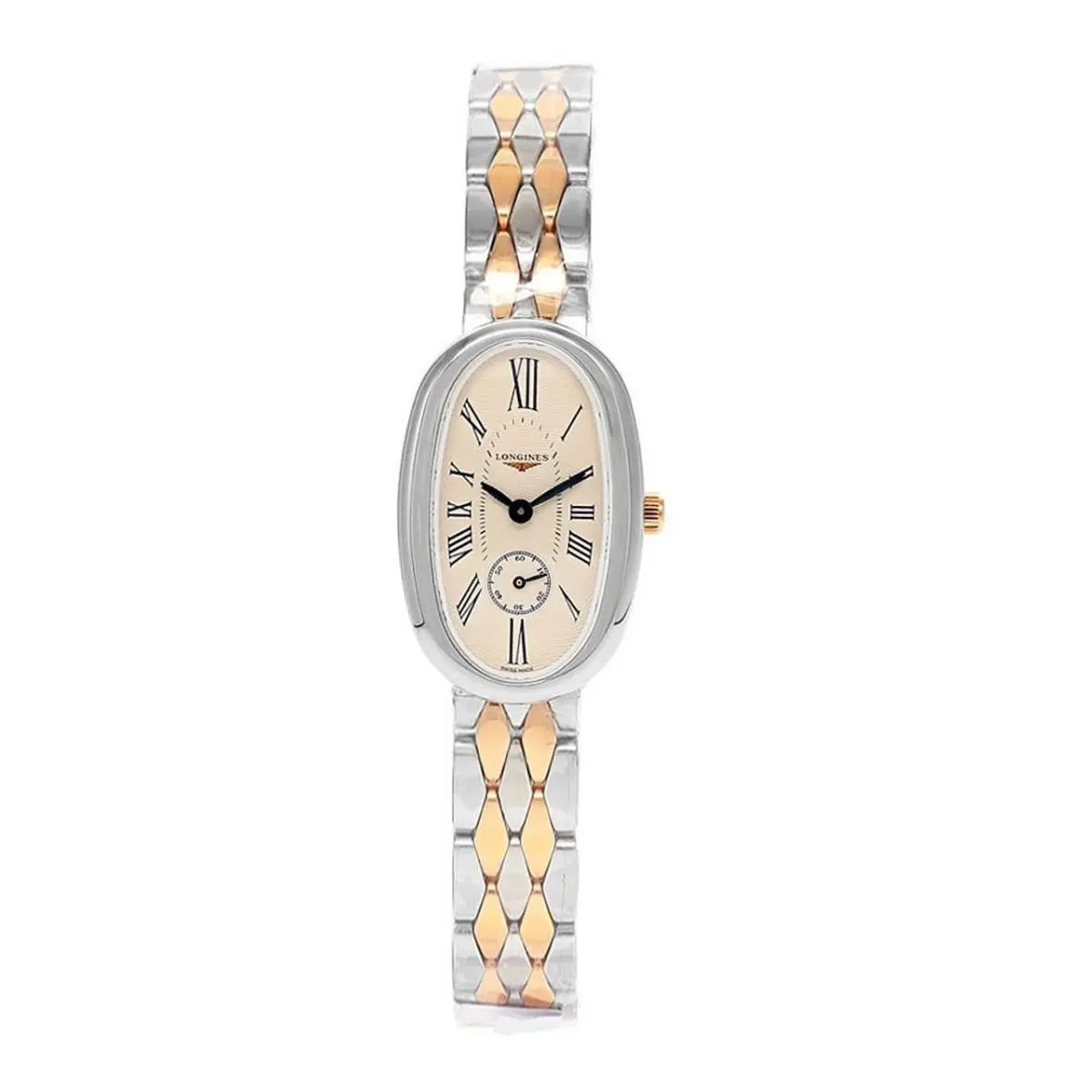 Longines Symphonette Quartz 21mm 18K Rose Gold Women`s Watch L2.306.5.71.7 - Dial: Silver, Band: Silver, Rose Gold, Bezel: Silver