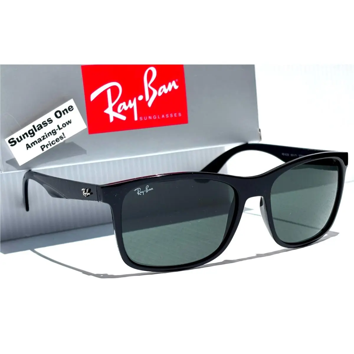 Ray Ban Shiny Black Frame with Green Lens Sunglass RB4232 601/71 by Ray-Ban