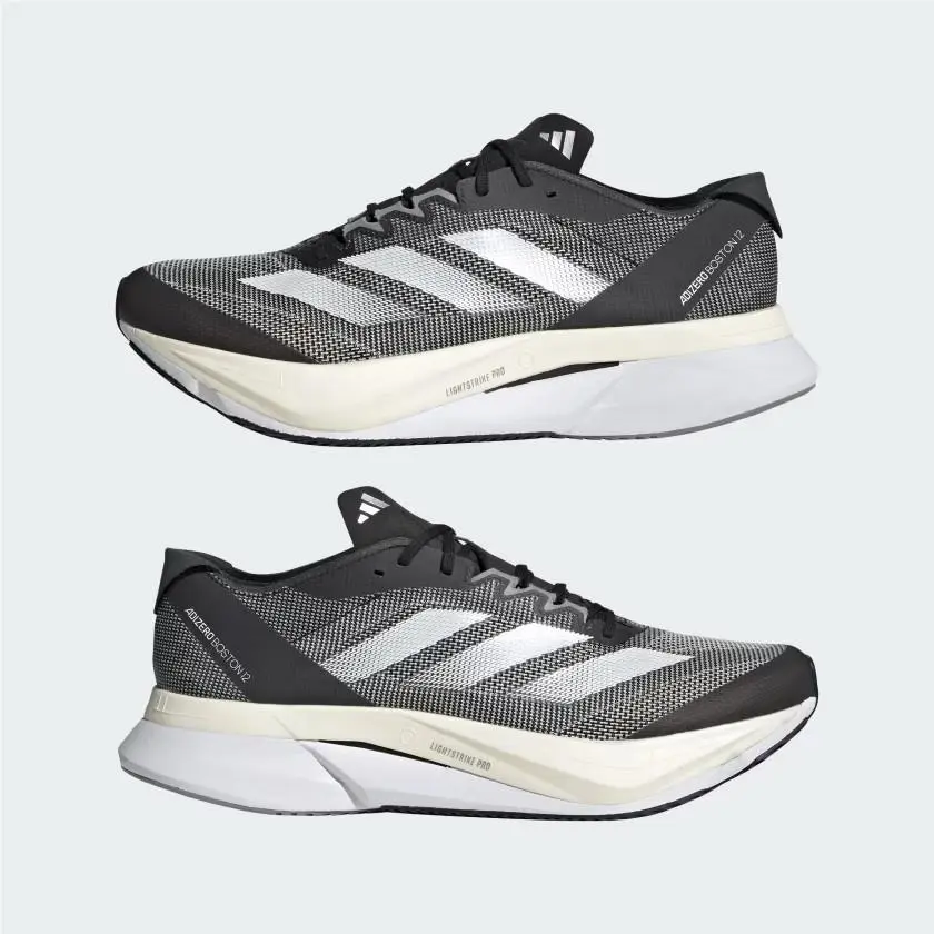 Size 7.5 Adidas Women Adizero Boston 12 Shoes - White / Black