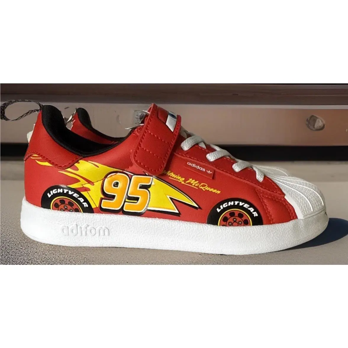 Adidas Pixar Cars Kids Shoes Adifom Superstar 360 Size 3 Lightning Mcqueen