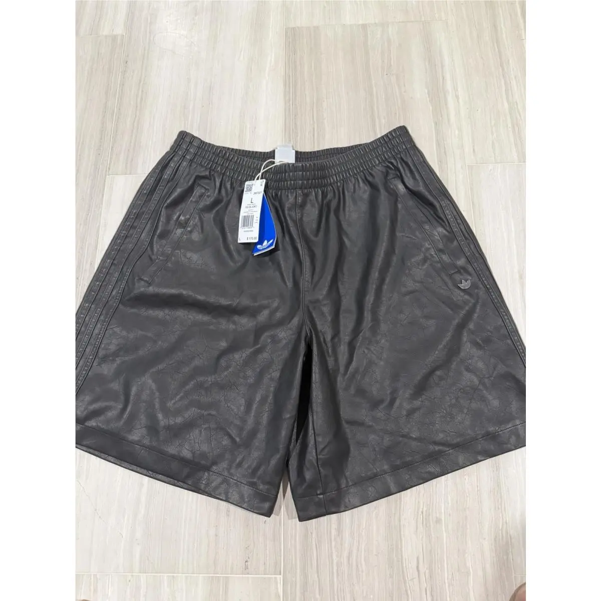 Women`s Adidas Black Leather Shorts. Large