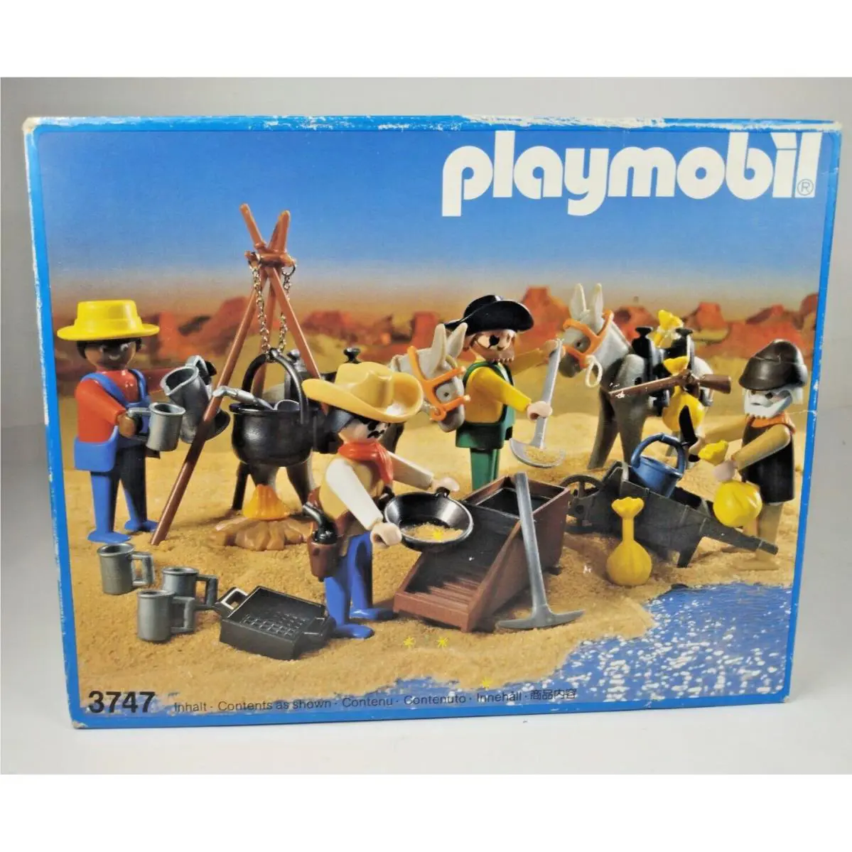 Vintage 1987 Playmobil 3747 Gold Miners Panning Mining Playset Old West