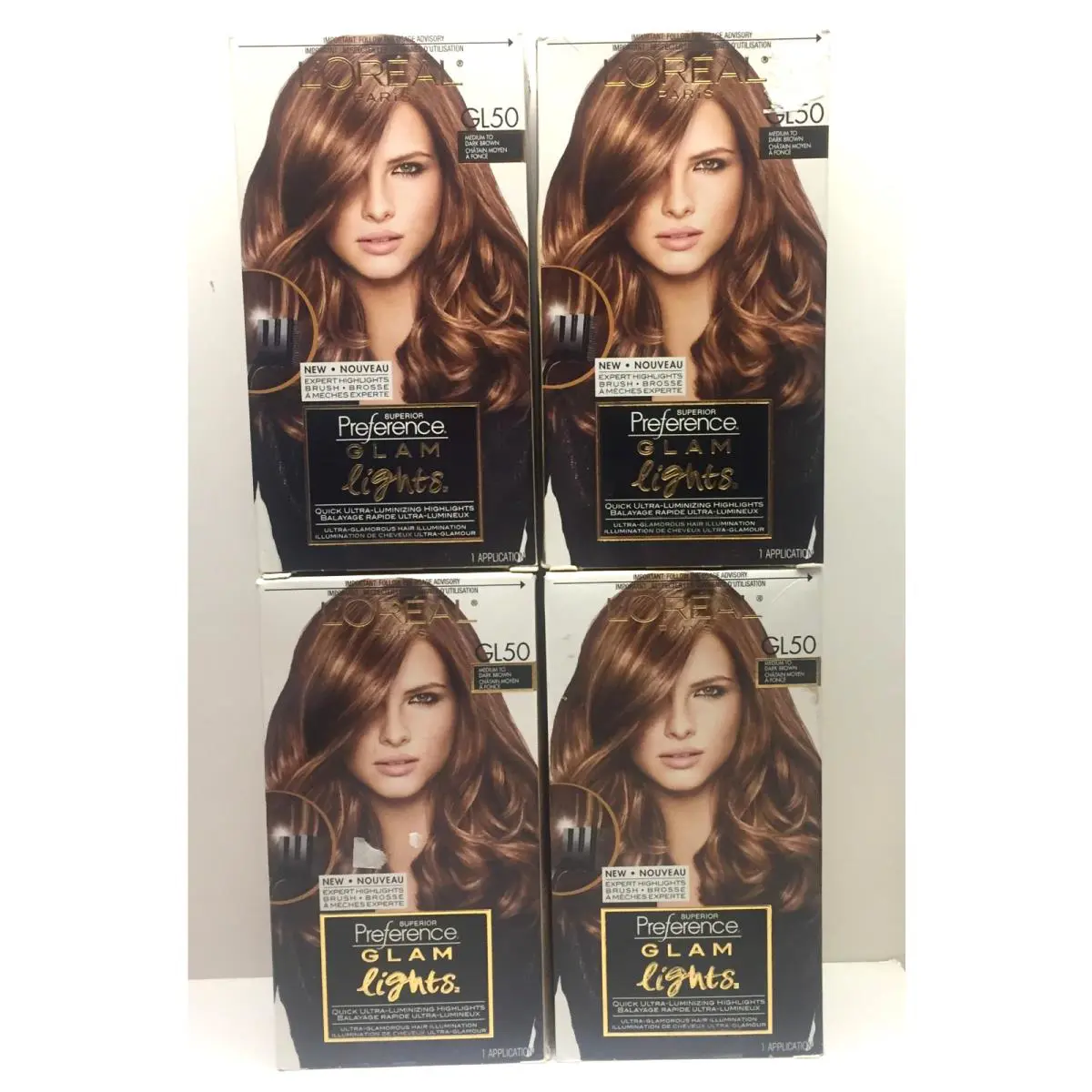 4 L`oreal Paris Superior Glam Lights Brush Highlights GL50 Medium to Dark Brown