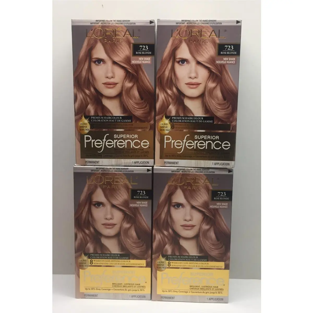 4 Pack Loreal Superior Preference Hair Color 723 Rose Blonde