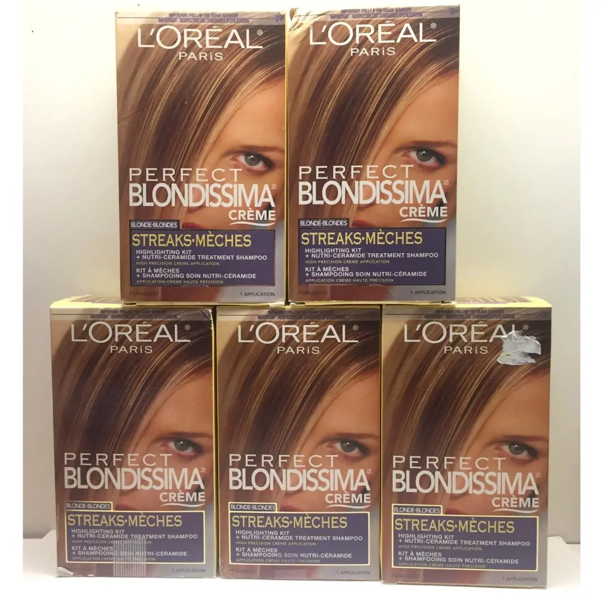 Lot 5 L`oreal Paris Perfect Blondissima Creme Streaks Highlighting Kit- Blonde