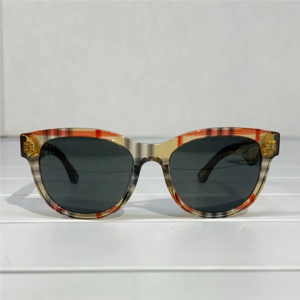 Burberry BE 4431U 412287 Vintage Check Plastic Square Sunglasses Grey Lens