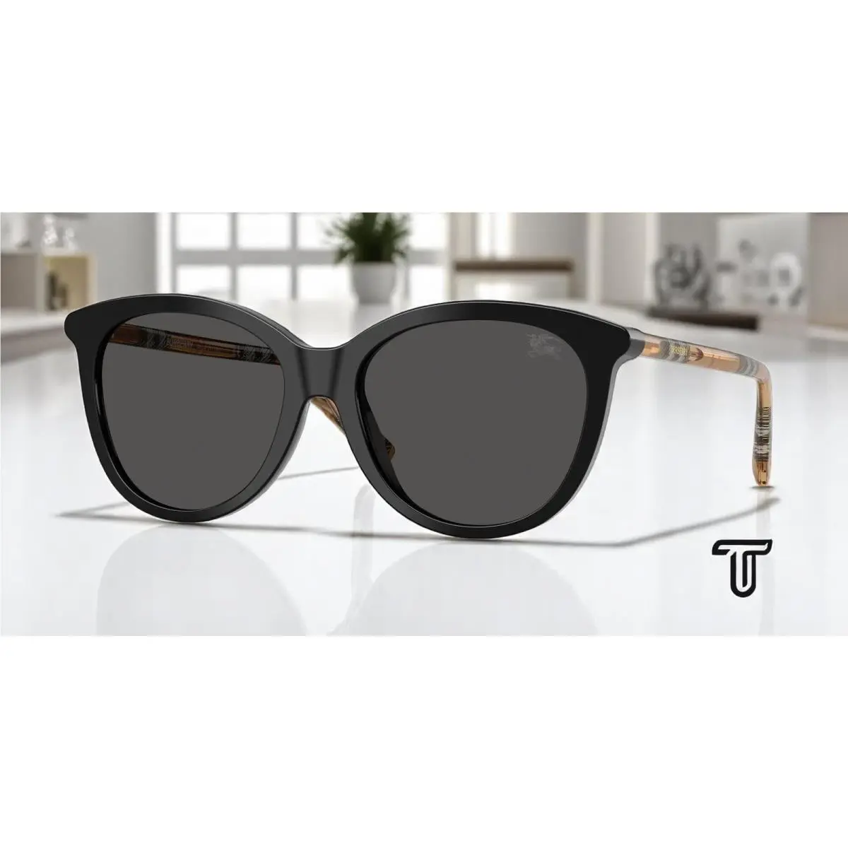 Burberry BE4455 416187 Black Dark Grey 55 mm Women`s Sunglasses