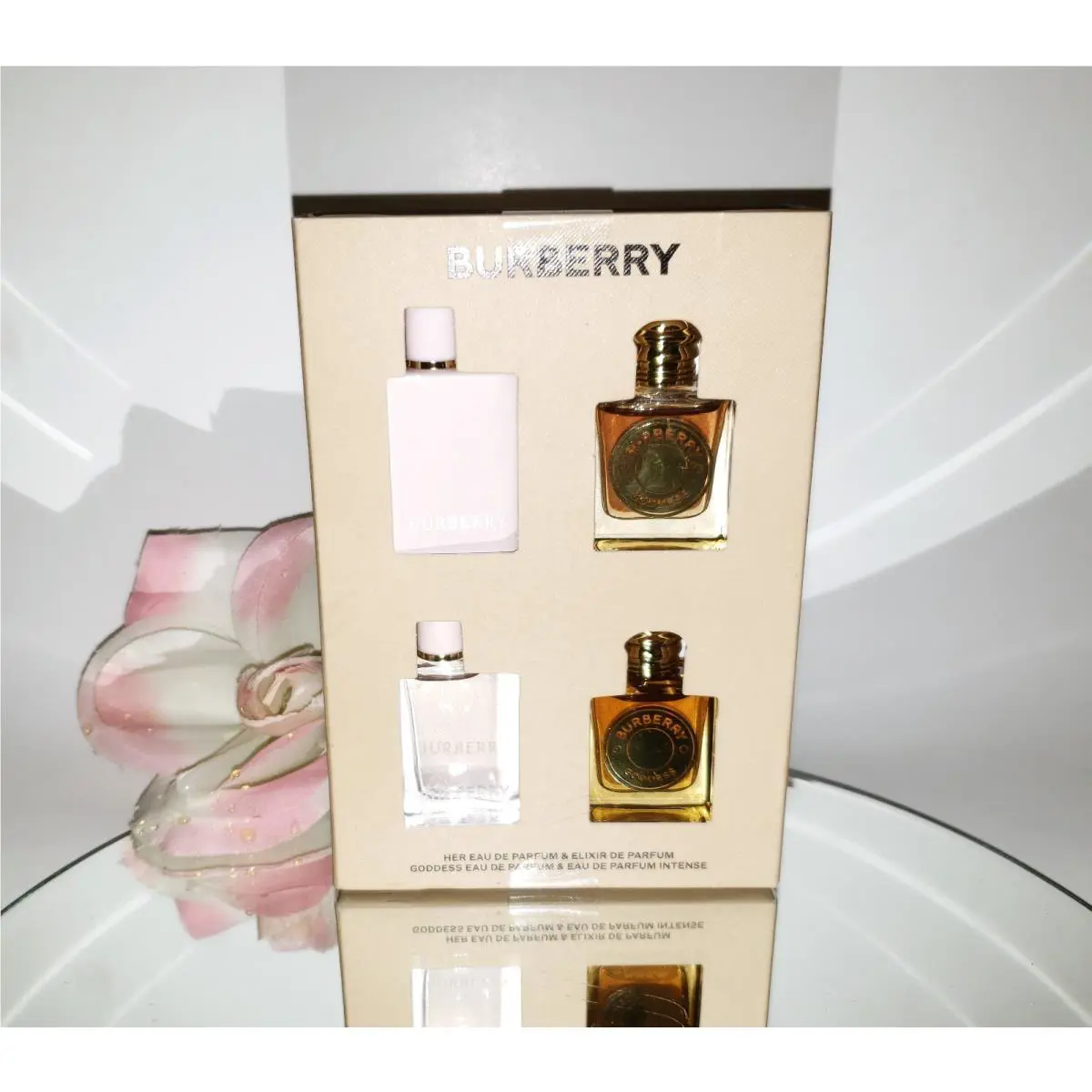 Burberry Her Eau De Parfum Elixir Goddess Intense Mini Travel Gift Set 4x 0.16oz