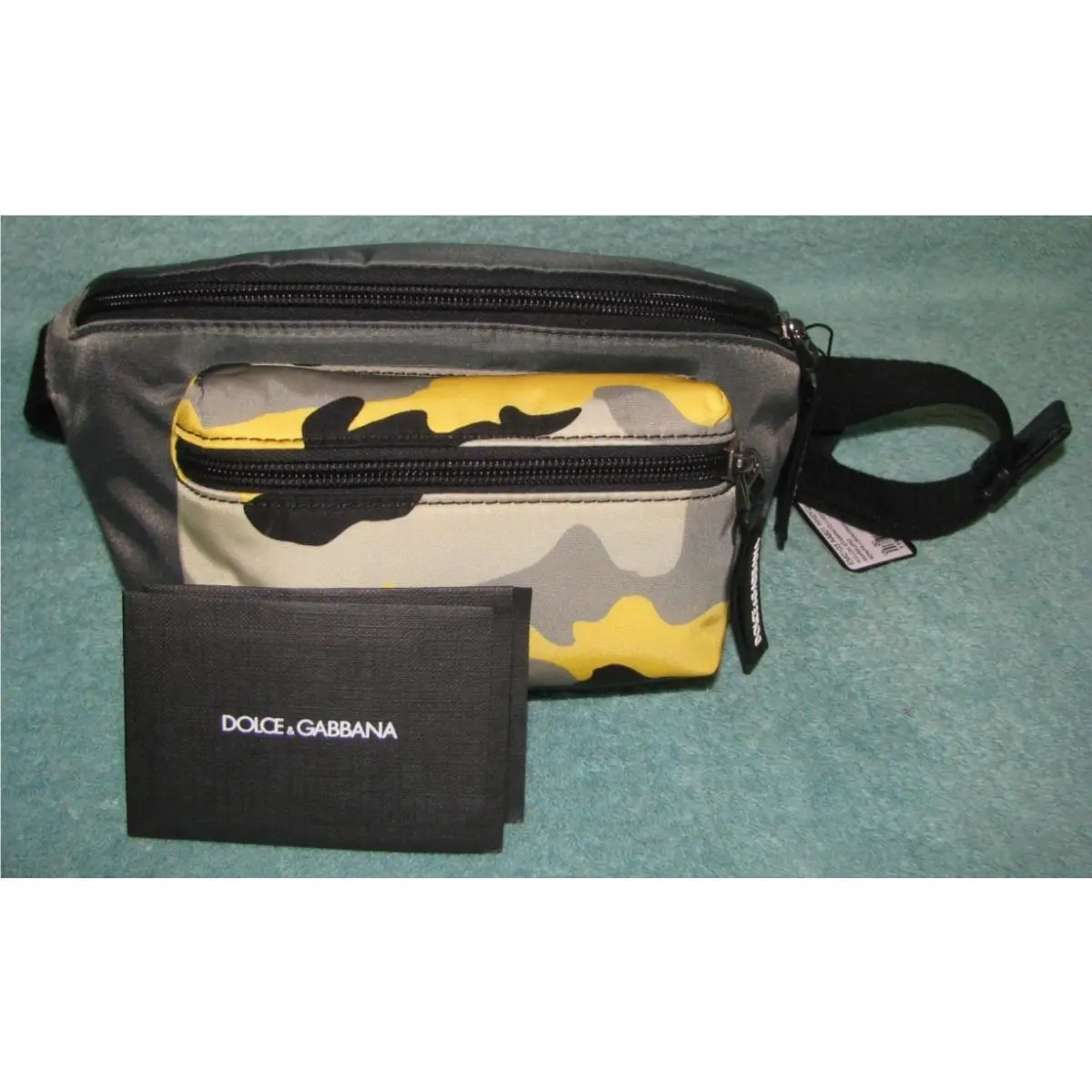 Dolce Gabbana Camouflage Camo Waist Bag Gray Black Yellow Bum Belt
