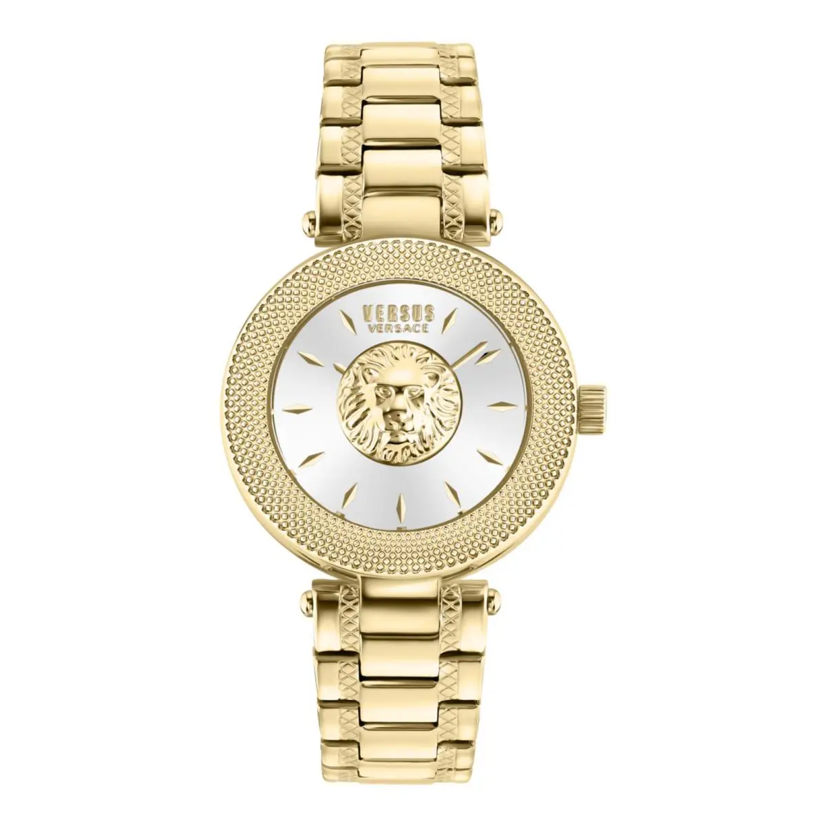 Versus Versace Womens Gold 36mm Bracelet Fashion Watch - Dial: Silver, Band: Gold, Bezel: Gold