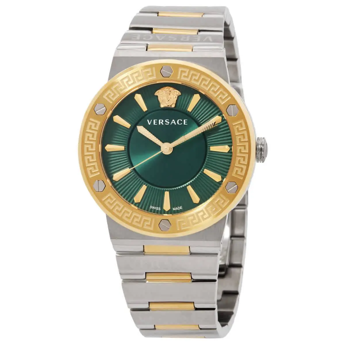 Greca Logo Quartz Green Dial Two-tone Ladies Watch VEVH00720 by Versace