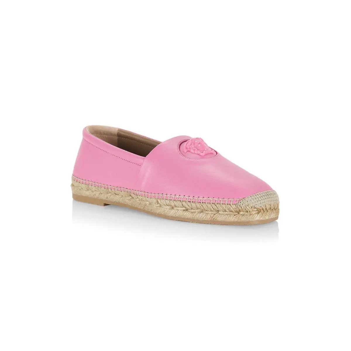 Versace Medusa Coated Canvas Espadrilles Size 38 Baby Pink