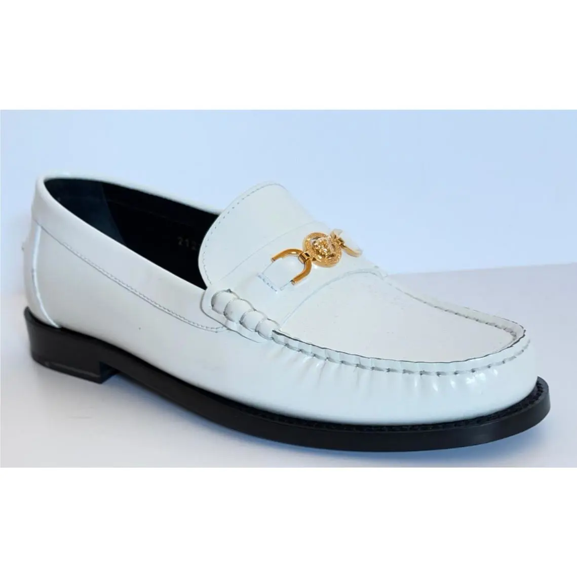 Versace Women’s Gold Medusa White Leather Loafers 11 US 41 Euro 1012123 IT