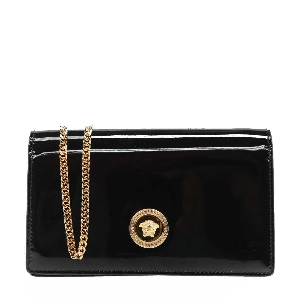 Versace Medusa Chain Crossbody Black Patent Leather