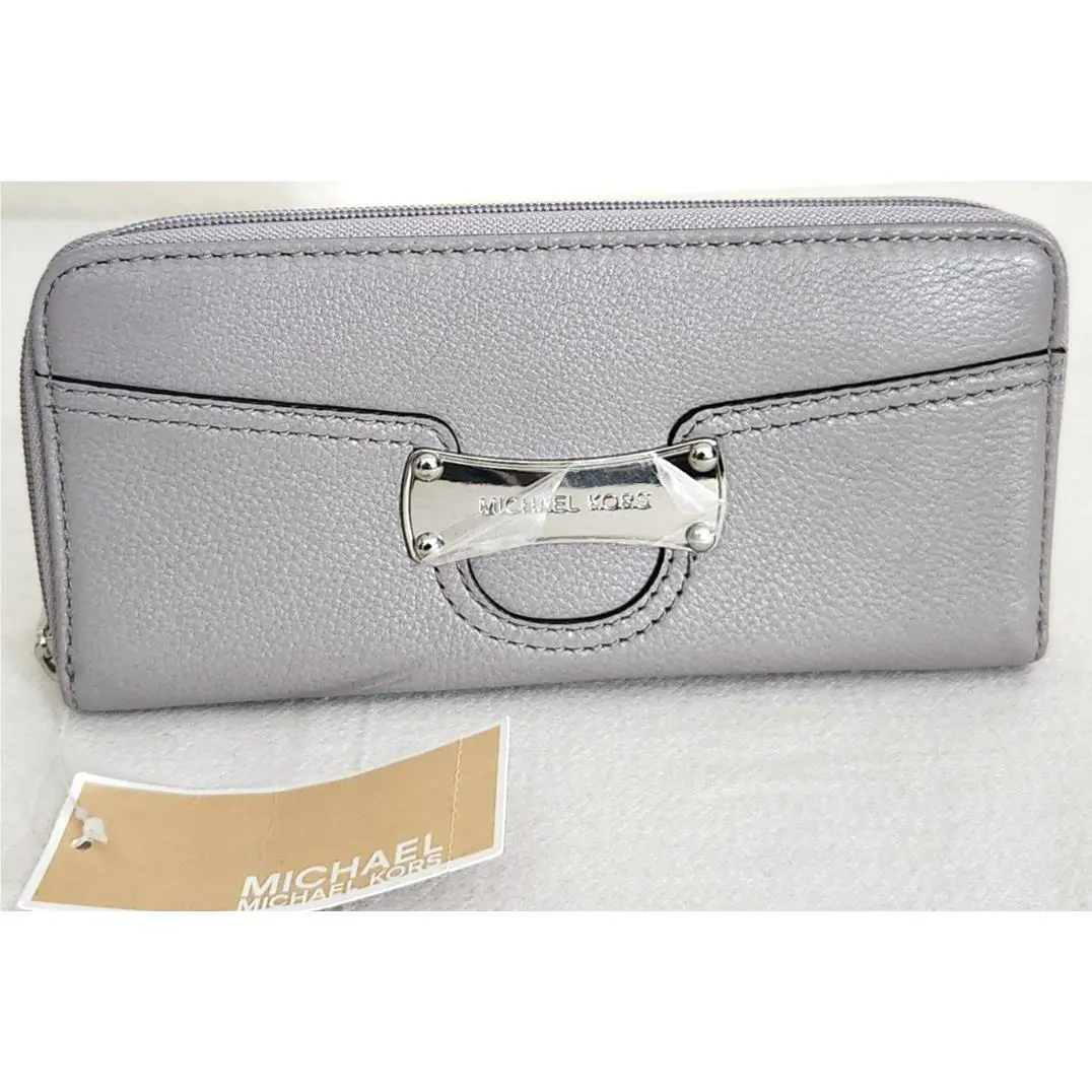 Michael Kors Sophie Pearl Grey Silver Leather LG Satchel Bag +/or Wallet