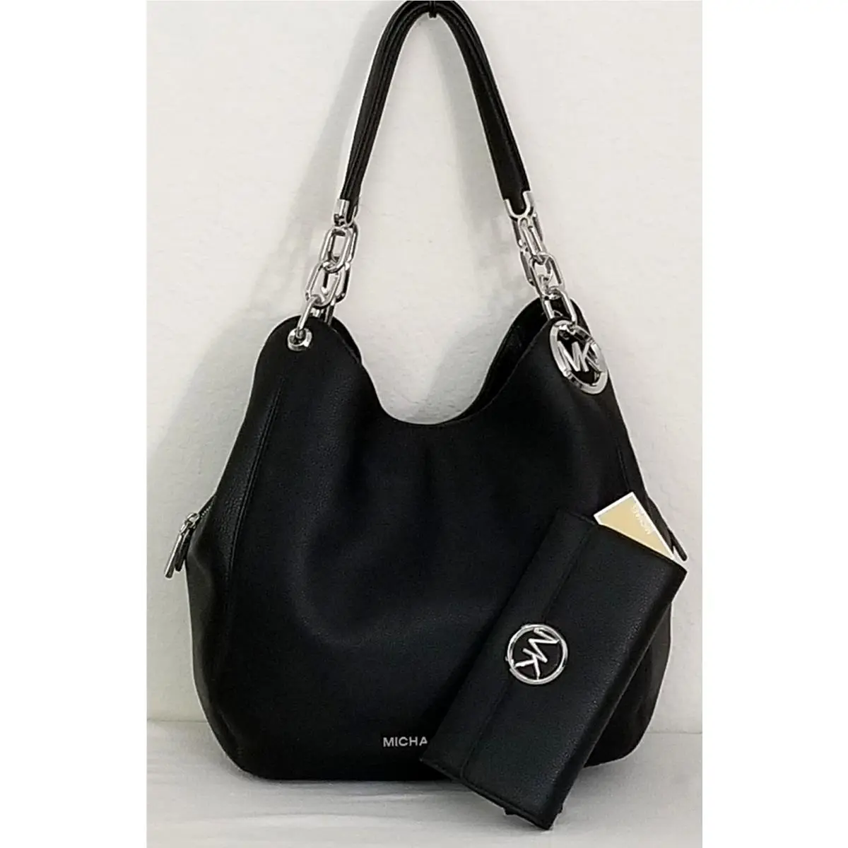 Michael Kors Lillie Black Leather Shoulder Tote Bag +/or Matching Wallet