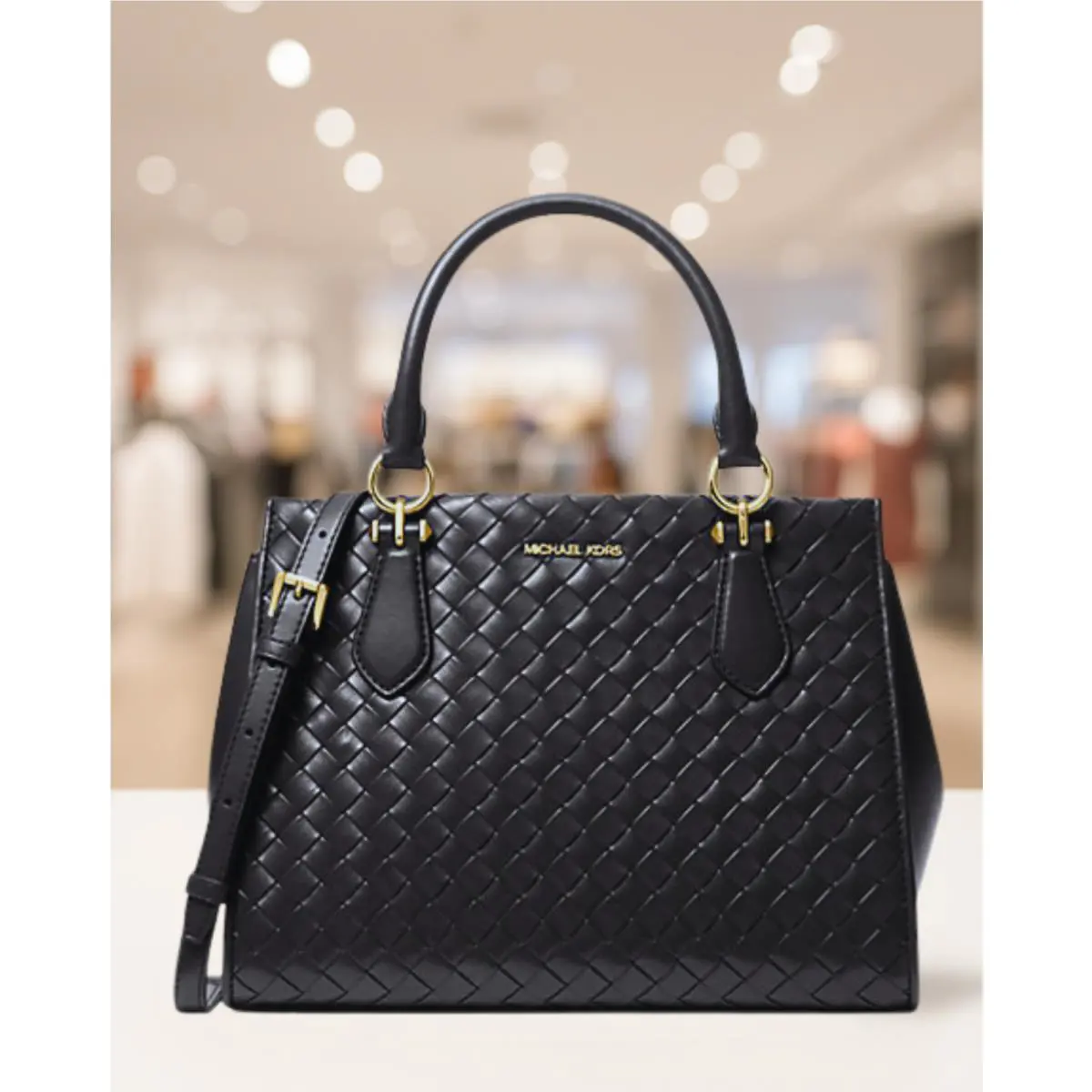 Michael Kors Marilyn Medium Woven Crossbody Satchel Handbag Purse Bag Messenger